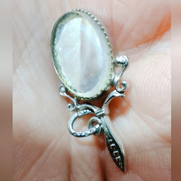 Rare BEAU Sterling Ornamental Hand Mirror Charm Pendant Necklace - Picture 7 of 10